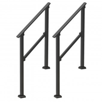 Set 2 balustrade otel, 1-2 trepte Vivatechnix, Dimensiune 1030 x 84 x 920 mm, Unghi reglabil 0&deg; - 40&deg;, Negru