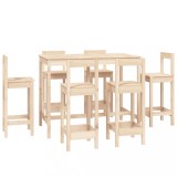 Cumpara ieftin Set mobilier de bar, 7 piese, lemn masiv de pin