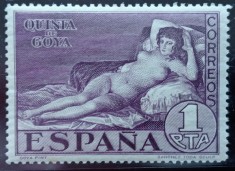 SPANIA -1930-&#039;&#039;Pictura Celebra de F. GOYA-MAIA NUDA&#039;&#039; Val. de 1Ps.- MH,NESTAMPIL.-VEZI SCAN