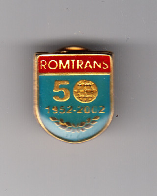 Insigna moderna Romtrans, 50 ani, 1952-2002, impecabila, cu pin foto