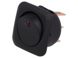 &Icirc;ntreupător Rocker SPST 10A 12VDC cu iluminare LED roșie