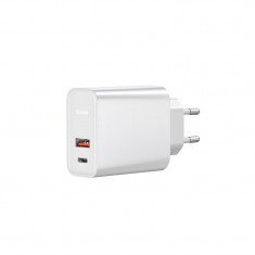 Adaptor priza Baseus, Speed PPS Quick charge, USB / USB-C, Alb foto