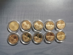 Set 10 monede 50 bani &amp;quot;Vizita Papei Francisc&amp;quot; UNC in capsule foto