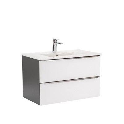Dulap inferior Vario Trim 80 cu lavoar antracit-alb foto