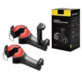 Set 2 suporturi pentru telefon, geanta, Quasar &amp; Co.&reg;, cu prindere de tetiera auto, ajustabil pe grosime, 12 x 5 x 3 cm, plastic/metal, negru-rosu