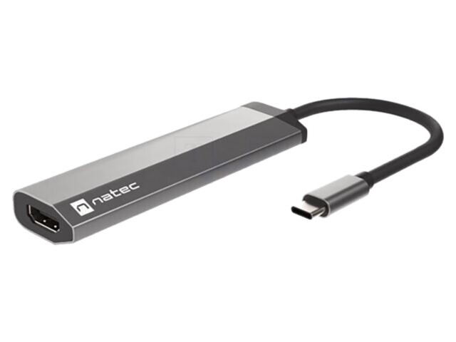 Hub USB NATEC HDMI, 2x USB A, USB C, 4K, Power Delivery 3.0, 5Gbps, gri