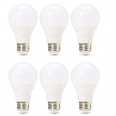 Set 6 becuri LED E27 Amazon Basics, echivalent 60W, 9 wati, alb cald - RESIGILAT