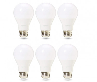 Set 6 becuri LED E27 Amazon Basics, echivalent 60W, 9 wati, alb cald - RESIGILAT foto
