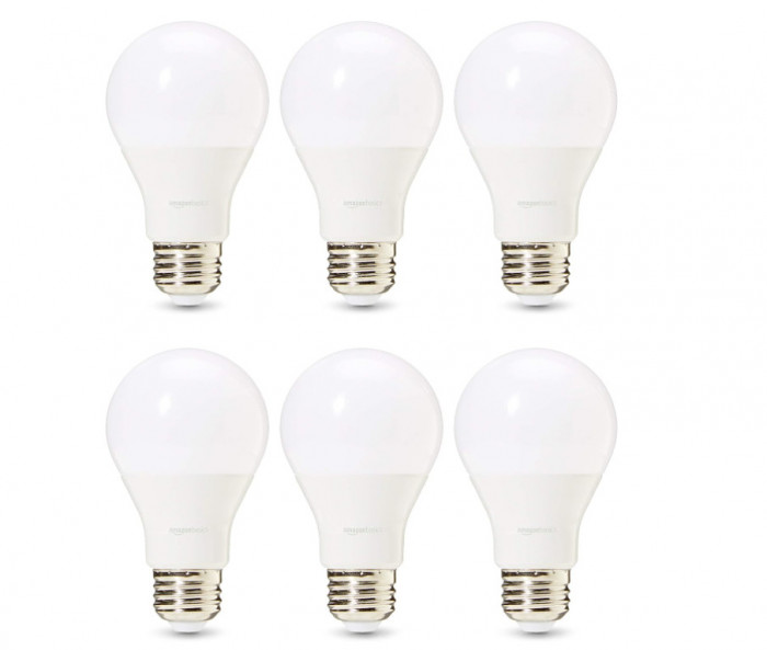 Set 6 becuri LED E27 Amazon Basics, echivalent 60W, 9 wati, alb cald - RESIGILAT