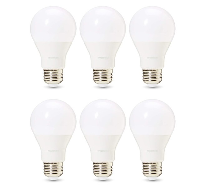 Set 6 becuri LED E27 Amazon Basics, echivalent 60W, 9 wati, alb cald - RESIGILAT