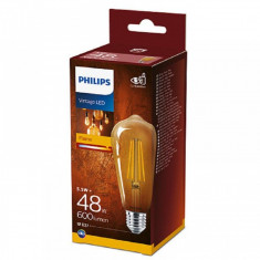 Bec LED Philips 5.5W (48W) ST64 E27 825 GOLD NDSRT4, alb cald, 2500K, 600 lumeni, 220-240V foto