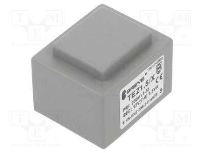 Transformator &amp;icirc;ncapsulat 1,5VA 230VAC 12V 125mA PCB BREVE TUFVASSONS foto