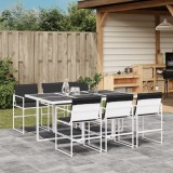 VidaXL Set mobilier de grădină, 7 piese, cu perne, alb, textilenă 3295104