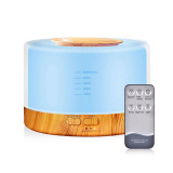 Difuzor aromaterapie cu ultrasunete telecomanda bluetooth muzica lumina LED 7 culori V-Rising VR-WX30S 500 ml lemn deschis, Vrising