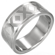 Verighetă din oțel inoxidabil cu model X, 8 mm - Marime inel: 67