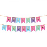 Set Ghirlande Petrecere, Model Happy Birthday, 16 Bucăți, Multicolor, Litere Aurii, Oem