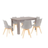 Set masa Zara 6 1 Leziter gri-stejar York 6 persoane 140x80x76 cm mobila living