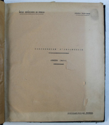 CONFERENCES D &amp;#039; INFANTERIE par COLONEL TOUCHON , ECOLE SUPERIEURE DE GUERRE , 1927 - 1928 foto