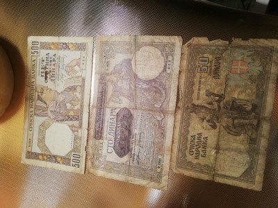 500 si 100 DINARI 1941 SERBIA +CADOU 50 dinari ,5000 lei 1945 foto