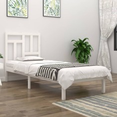 vidaXL Cadru de pat fără saltea, alb, 90x200 cm, lemn masiv pin 3104529