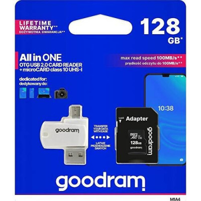 Card MicroSD 128GB + Adaptor Clasa 10 GoodRam foto