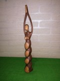 DANSATOARE - Statueta sculptata manual in LEMN de MASLIN - sculptura stilizata