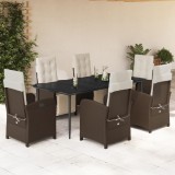 VidaXL Set mobilier de grădină cu perne, 7 piese, maro, poliratan