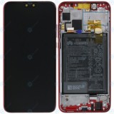 Huawei Y9 2019 (JKM-L23 JKM-LX3) Capac frontal modul display + LCD + digitizer + baterie roșu coral 02352MTE