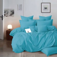 Lenjerie de pat damasc HORECA (GROS) &ndash; TURCOAZ - cu husa o persoana