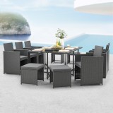 Set 11 piese mobilier gradina Laredo DG gri inchis/negru [en.casa] HausGarden Leisure, [en.casa]