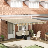 Marchiză manuală retractabilă vidaXL Verde și Galben 450x300 cm