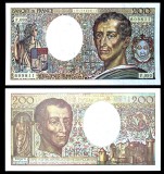 FRANTA █ bancnota █ 200 Francs █ 1990 █ P-155d █ UNC █ necirculata