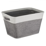 Coș Depozitare Textil, Gri Ecru, 36x26x22cm, Poliester, Cu M&acirc;nere, Oem