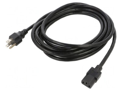 Cablu Alimentare 3x18AWG IEC C13 - NEMA 5-15, 4.6m, Negru foto