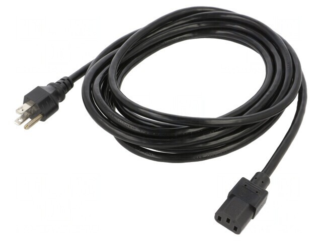 Cablu Alimentare 3x18AWG IEC C13 - NEMA 5-15, 4.6m, Negru
