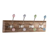 Cumpara ieftin Cuier perete lemn maro ceramica multicolora 45x10x18 cm