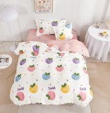 Cumpara ieftin Lenjerie De Pat Pacman Xc129, Bumbac, 4 Piese, Cu Elastic, Alb, Imprimeu, Roz