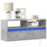 Cumpara ieftin Comodă TV de perete cu lumini LED, gri beton, 100x31x45 cm