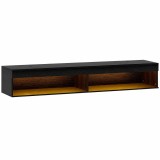 HOMCOM Suport TV Plutitor cu Lumini LED pentru Televizoare de P&acirc;nă la 190 cm, Consolă Media cu Raft de Depozitare, 180x40x30 cm, Negru | Aosom Romania