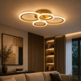 Cumpara ieftin Lustra Erste ORO LED 52W 56cm diametru cu telecomanda, design modern reglabil CCT 3500K-6000K, corp iluminat interior minimalist pentru living