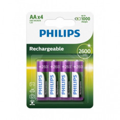 Philips MultiLife 1.2V AA/HR6 2600mah NiMh baterie reincarcabila - 4-Pack Con?inutul pachetului 1x Blister foto