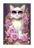 Sticker decorativ, Pisica, Roz, 85 cm, 6512ST, Oem