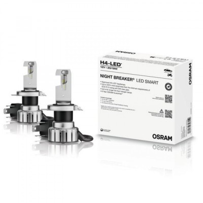 Set 2 H4 Osram Night Breaker Smart LED omologare RAR Street Legal +330% cutie service foto