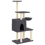 Cumpara ieftin Ansamblu de pisici, stalpi din funie sisal, gri inchis, 131 cm