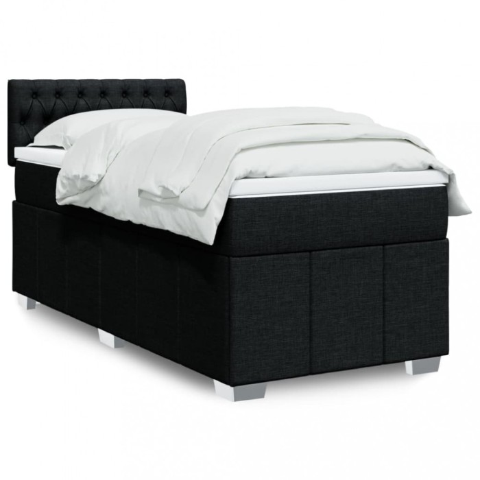 vidaXL Pat box spring cu saltea, negru, 90x190 cm, textil 3289232