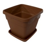 Ghiveci pătrat cu tavă, nr. 2, maro &icirc;nchis