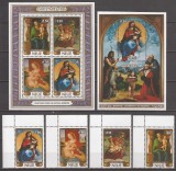 NIUE 1986 PICTURA CRACIUN (serie + colita + bloc dt.) MNH, Nestampilat