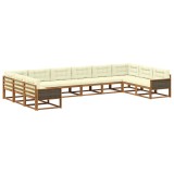 vidaXL Set de canapele de exterior cu pernă 10 pcs Natural și Crem 3382918