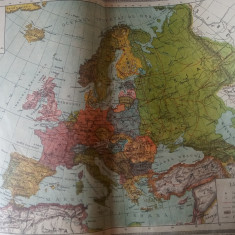 Hărți interbelice, lot 3 planse, Europa, Atlas G-ral. C. Teodorescu, ediția 1928