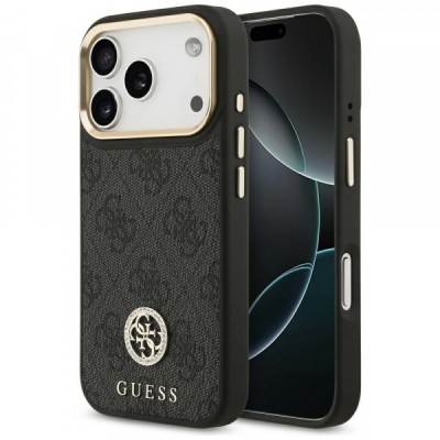 Husa MagSafe pentru Apple iPhone 17 Pro, Guess, 4G Strass Logo, Neagra foto